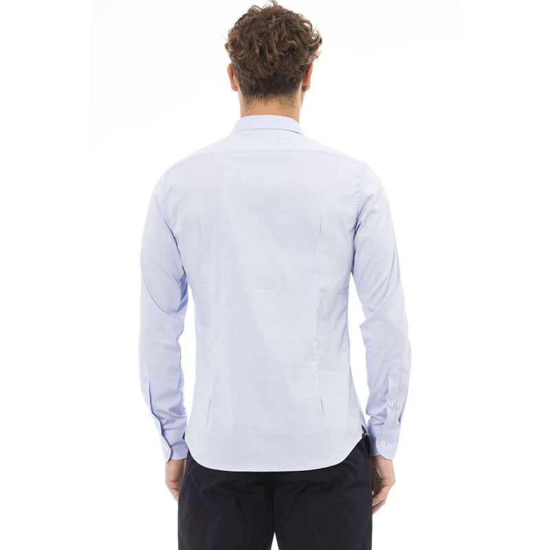 Light Blue Cotton Men Shirt Baldinini Trend