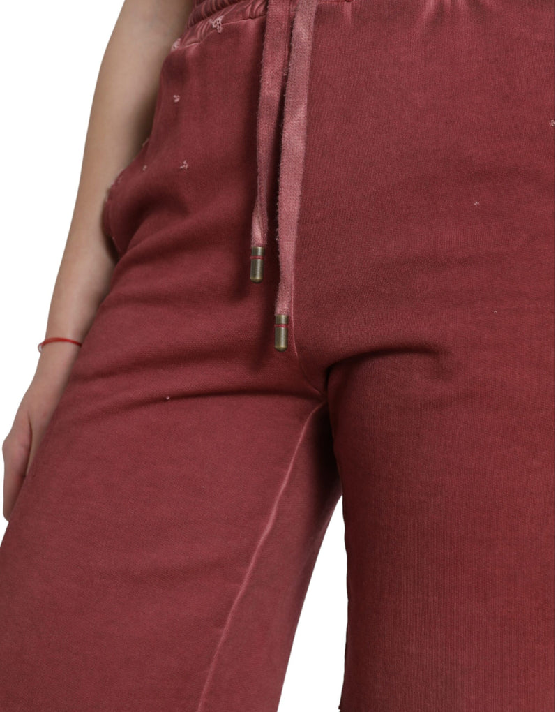 Chic Maroon High-Waist Designer Sweatshorts Dolce & Gabbana