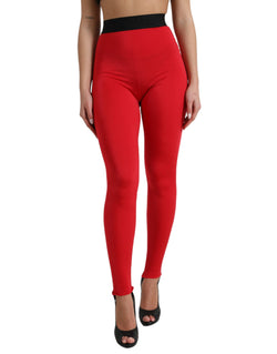 Elegant High Waist Red Leggings Dolce & Gabbana