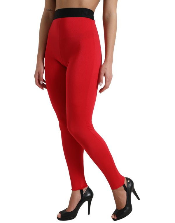 Elegant High Waist Red Leggings Dolce & Gabbana