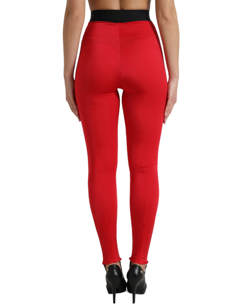 Elegant High Waist Red Leggings Dolce & Gabbana