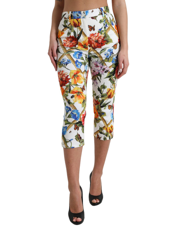 Floral High Waist Cropped Fashion Pants Dolce & Gabbana