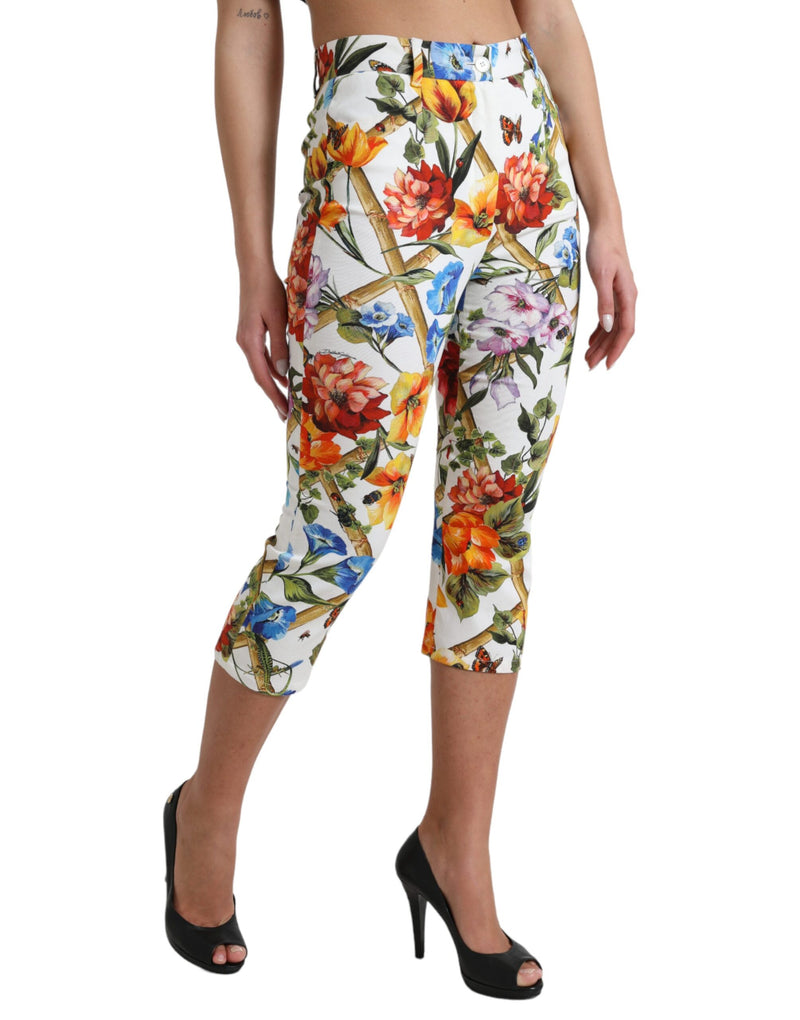 Floral High Waist Cropped Fashion Pants Dolce & Gabbana