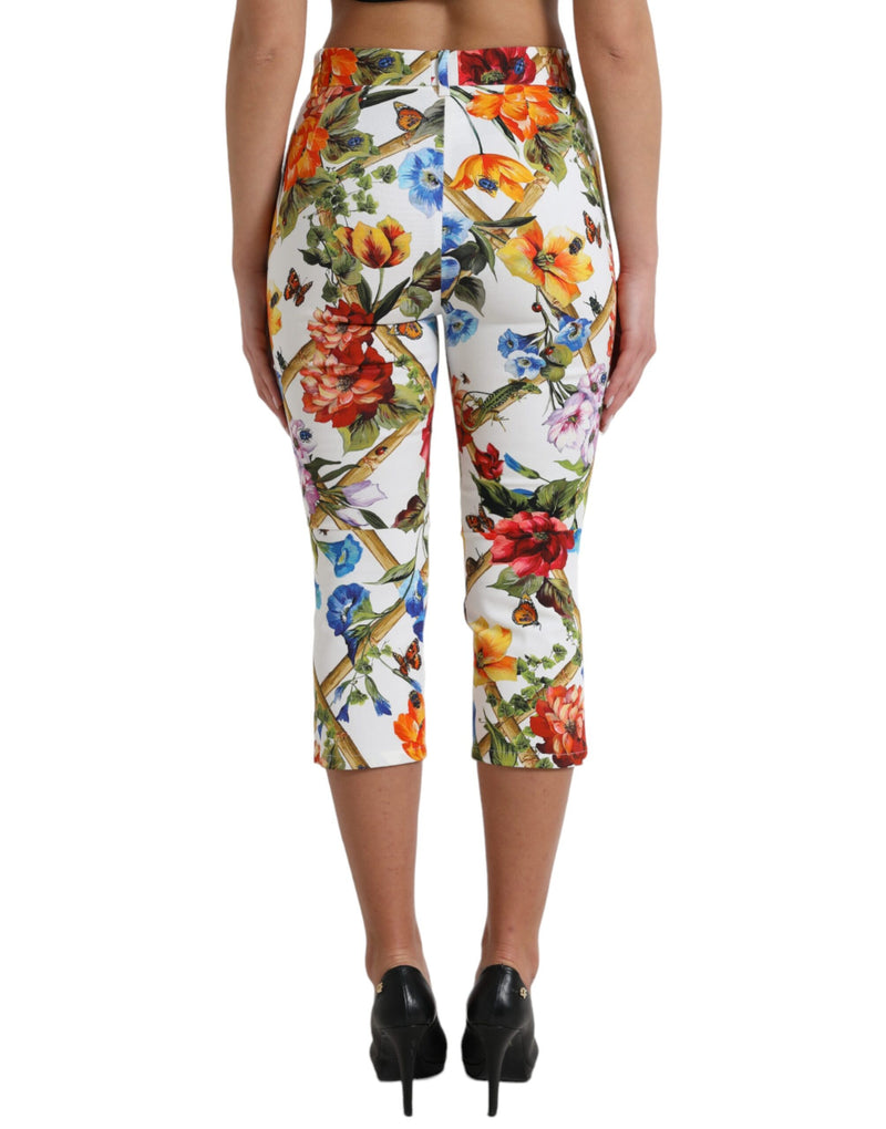 Floral High Waist Cropped Fashion Pants Dolce & Gabbana