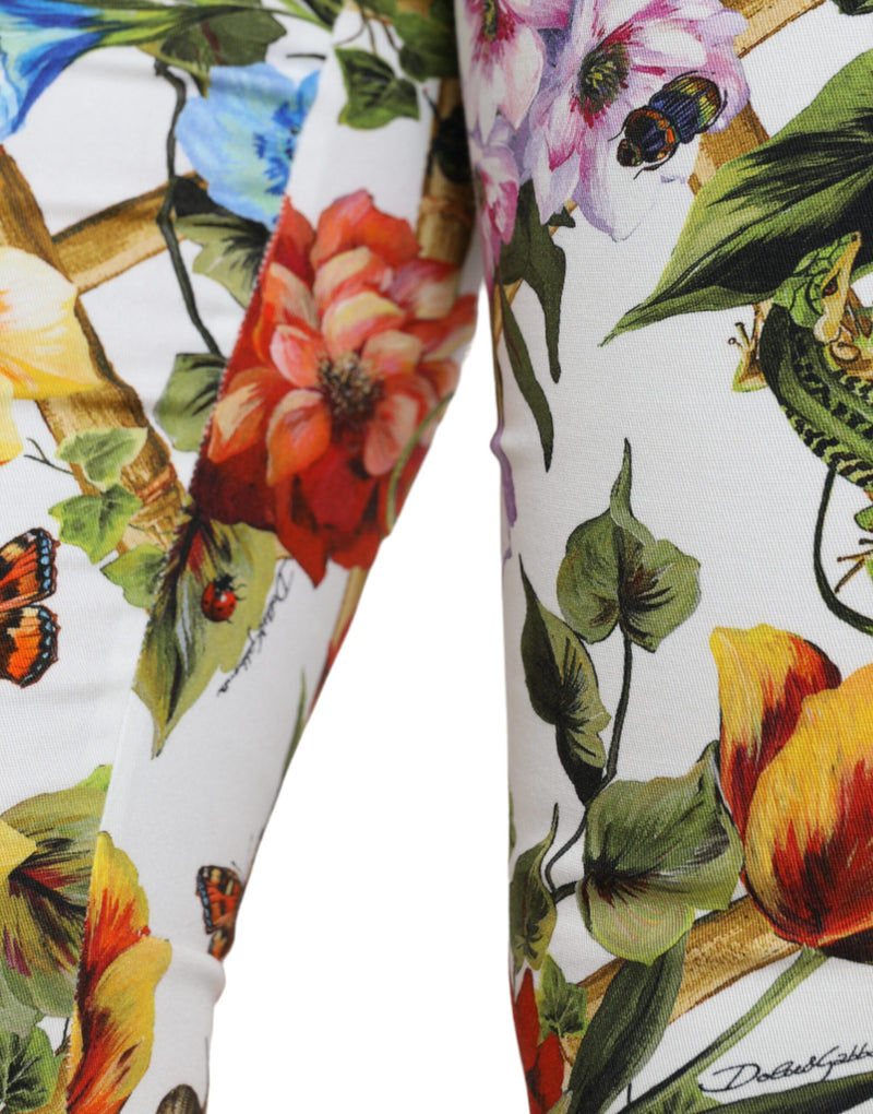 Floral High Waist Cropped Fashion Pants Dolce & Gabbana