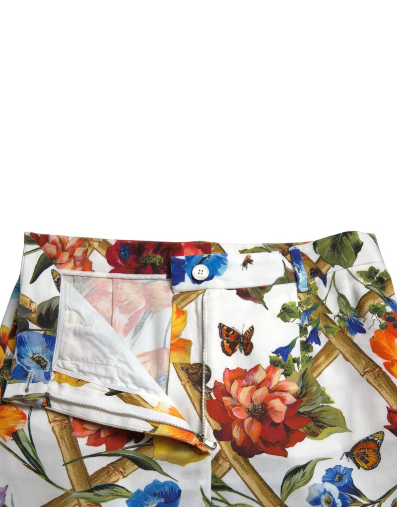 Floral High Waist Cropped Fashion Pants Dolce & Gabbana