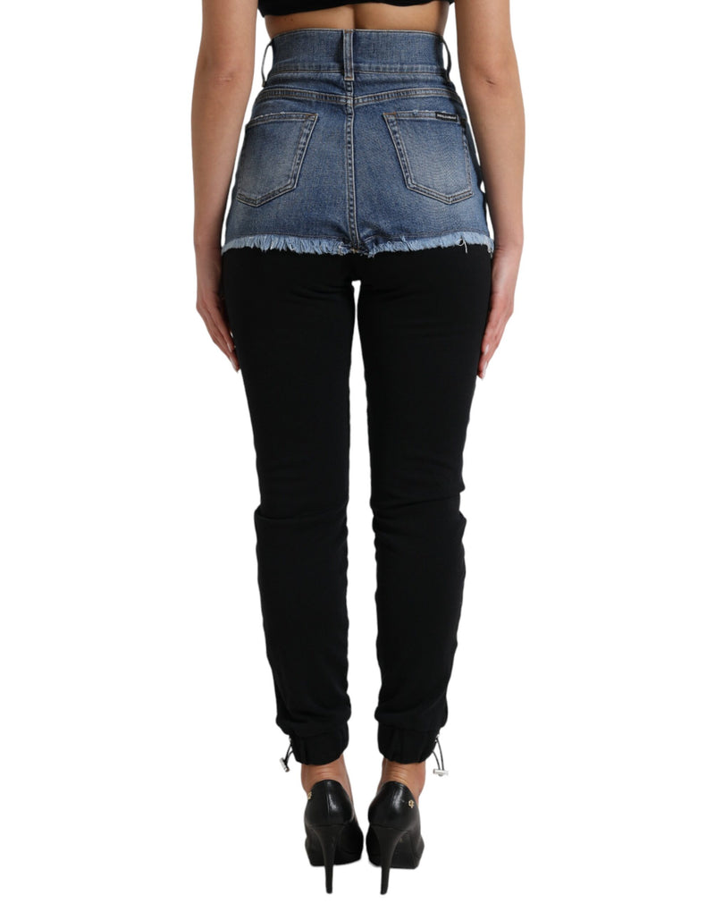 Chic High Waist Skinny Pants with Denim Shorts Dolce & Gabbana