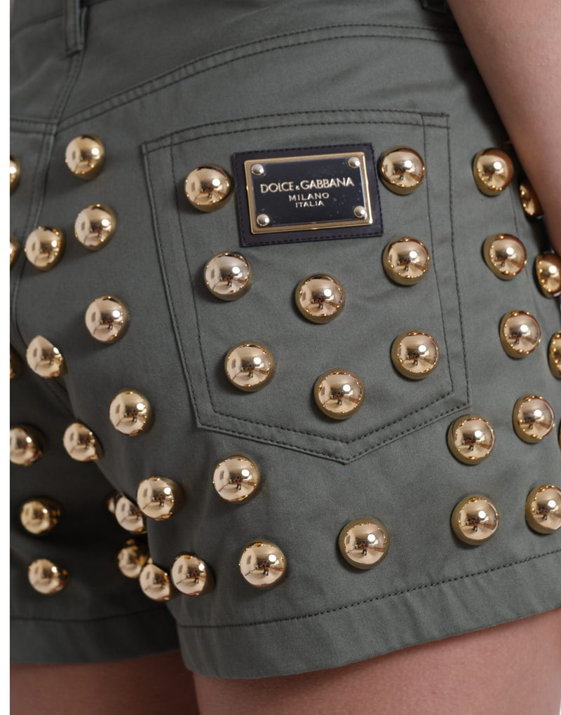 Emerald High Waist Embellished Shorts Dolce & Gabbana