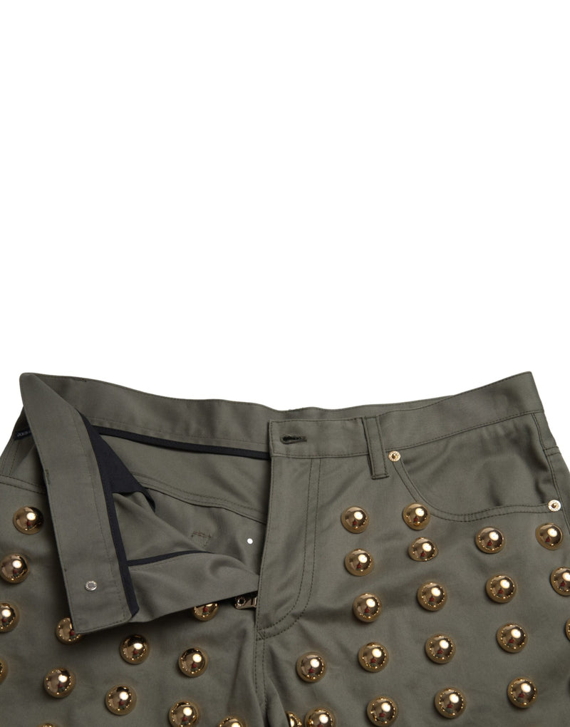 Emerald High Waist Embellished Shorts Dolce & Gabbana