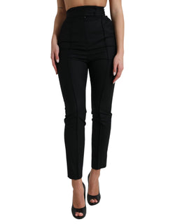 Elegant High Waist Tapered Wool Pants Dolce & Gabbana