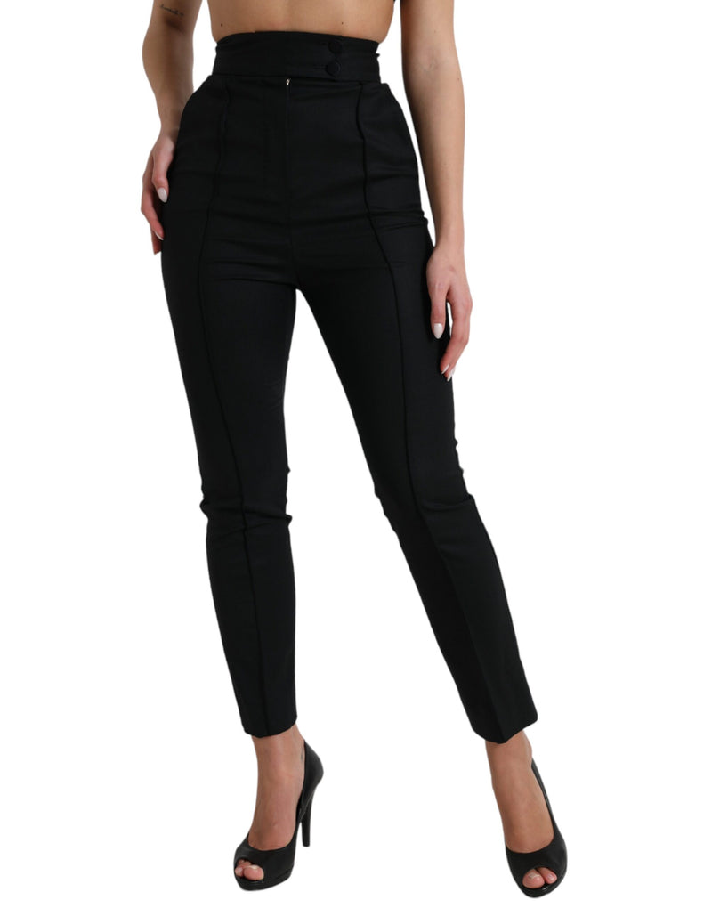 Elegant High Waist Tapered Wool Pants Dolce & Gabbana