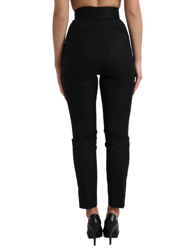 Elegant High Waist Tapered Wool Pants Dolce & Gabbana