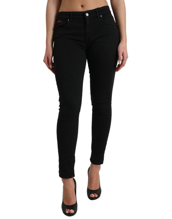 Elegant Mid Waist Black Skinny Jeans Dolce & Gabbana