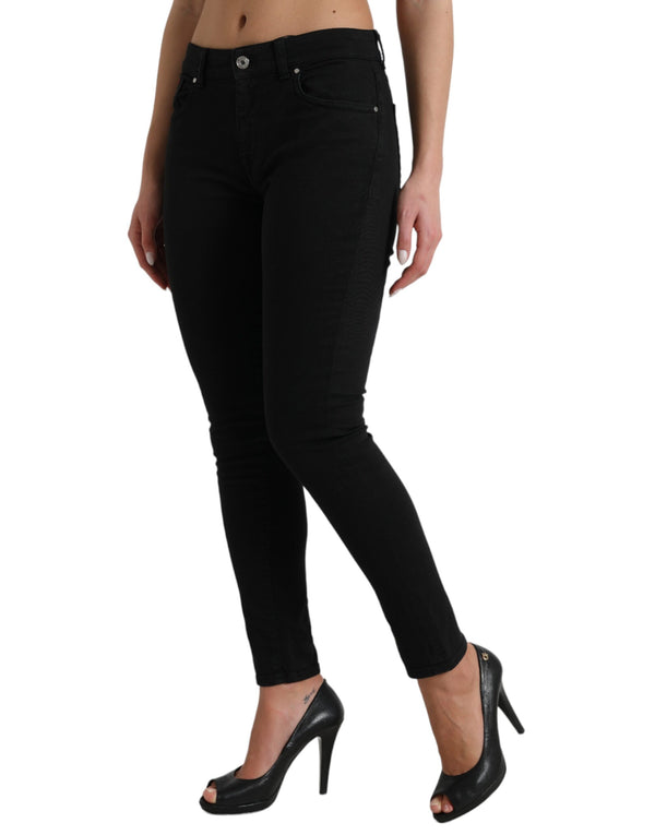 Elegant Mid Waist Black Skinny Jeans Dolce & Gabbana