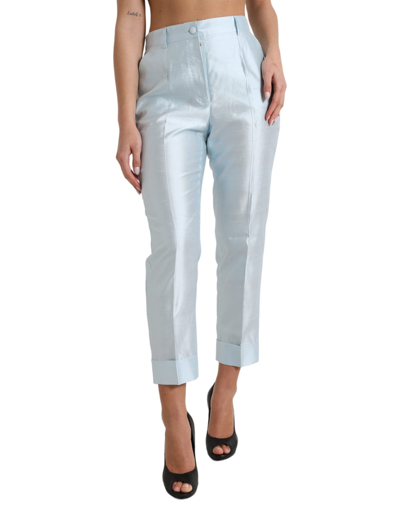 Chic Sky Blue High Waist Cropped Pants Dolce & Gabbana