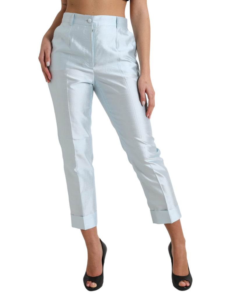 Chic Sky Blue High Waist Cropped Pants Dolce & Gabbana