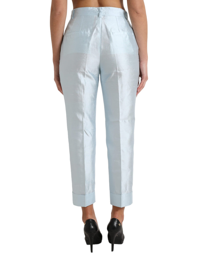 Chic Sky Blue High Waist Cropped Pants Dolce & Gabbana