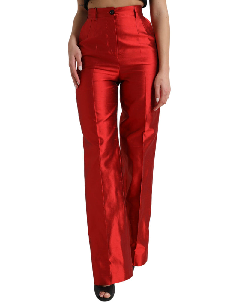 Elegant High Waist Wide Leg Silk Pants Dolce & Gabbana