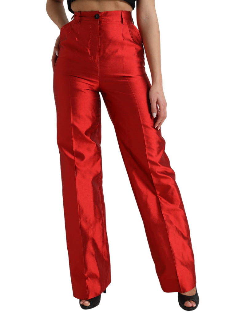 Elegant High Waist Wide Leg Silk Pants Dolce & Gabbana