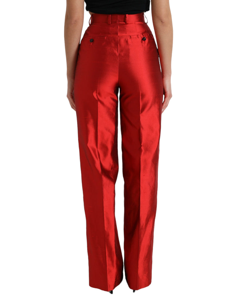 Elegant High Waist Wide Leg Silk Pants Dolce & Gabbana