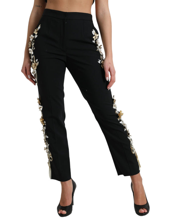 Elegant High Waist Floral Tapered Pants Dolce & Gabbana