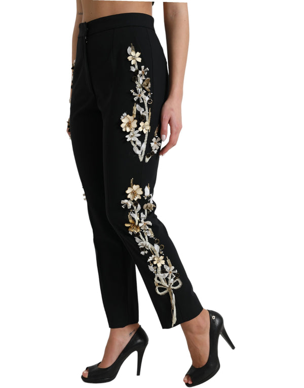 Elegant High Waist Floral Tapered Pants Dolce & Gabbana