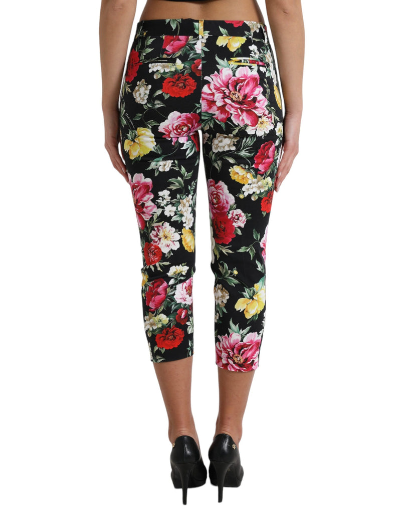 Elegant Floral Mid Waist Cropped Pants Dolce & Gabbana