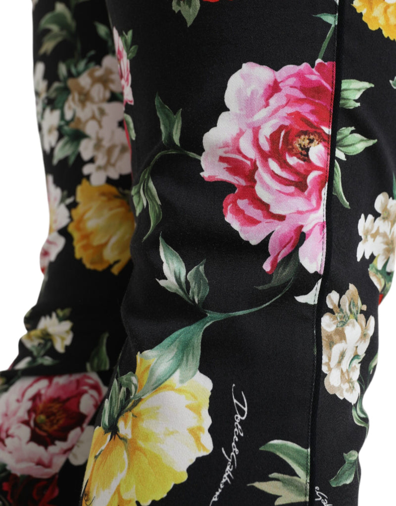 Elegant Floral Mid Waist Cropped Pants Dolce & Gabbana