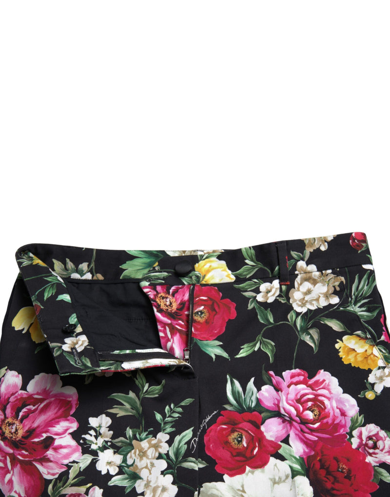 Elegant Floral Mid Waist Cropped Pants Dolce & Gabbana