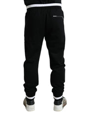 Elegant Black and White Cotton Joggers Dolce & Gabbana