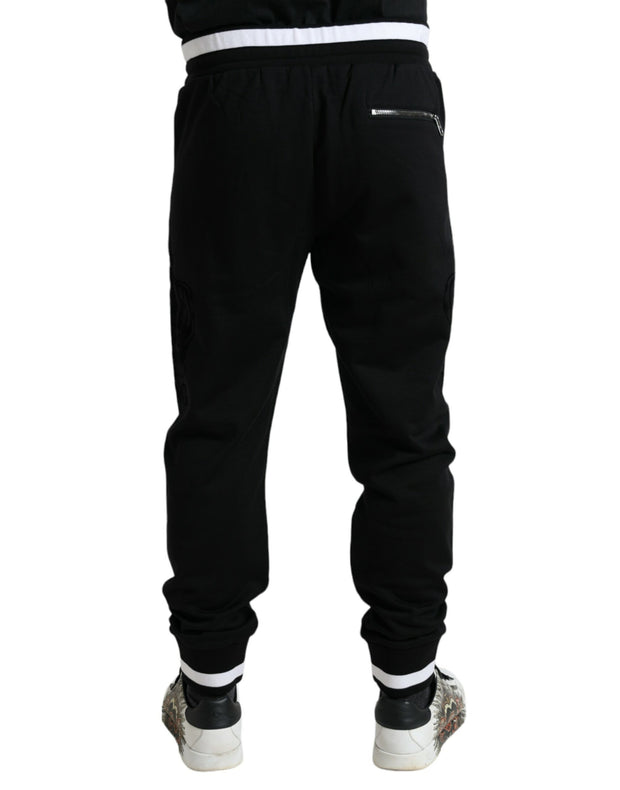 Elegant Black and White Cotton Joggers Dolce & Gabbana