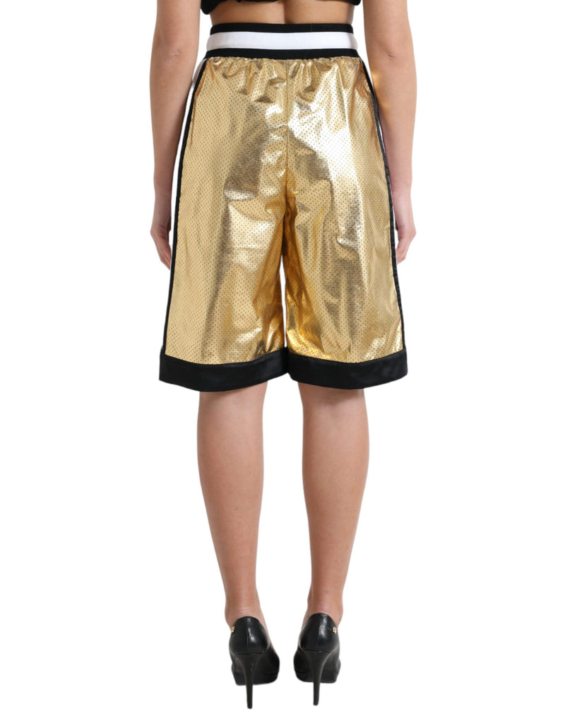 Elevated Elegance: High Waist Golden Shorts Dolce & Gabbana