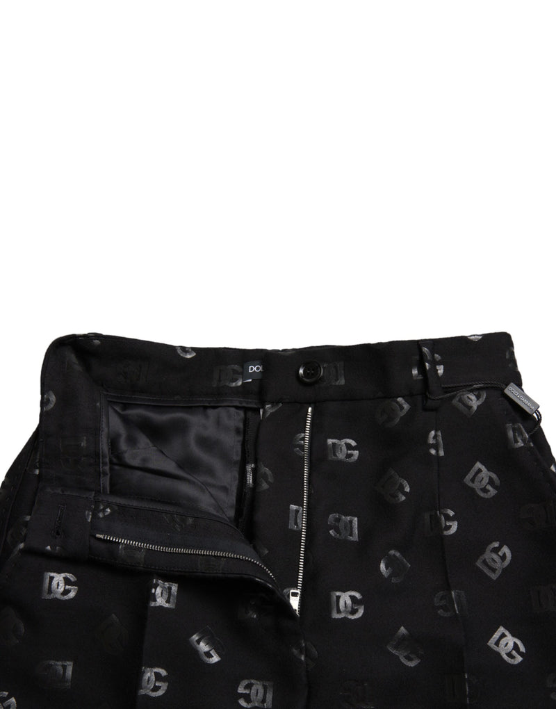 Chic High Waist Straight Pants with Logo Print Dolce & Gabbana