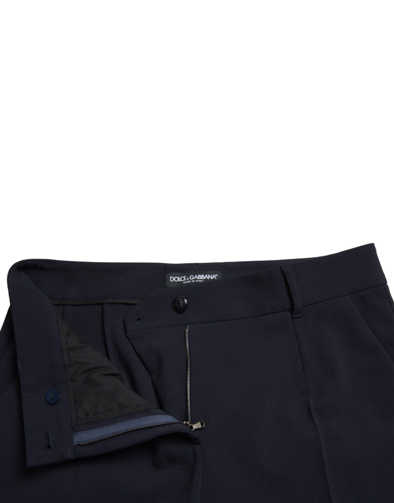 Elegant Mid Waist Tapered Pants in Blue Dolce & Gabbana