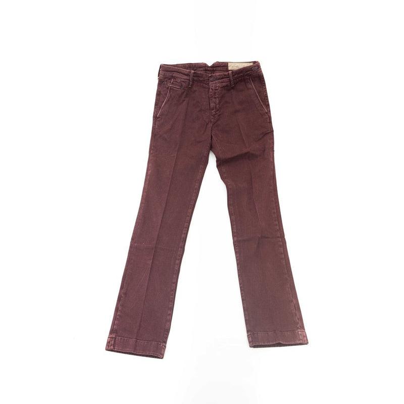 Burgundy Cotton Men Chino Jacob Cohen