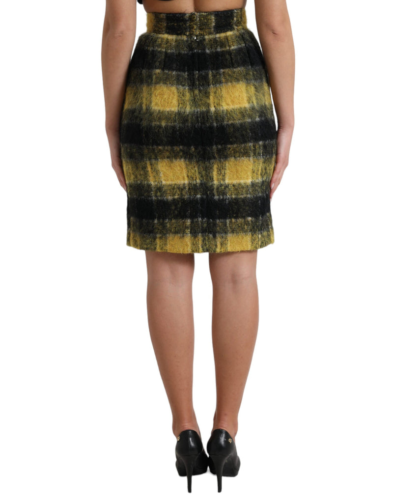 High Waist Check Print Silk-Lined Mini Skirt Dolce & Gabbana