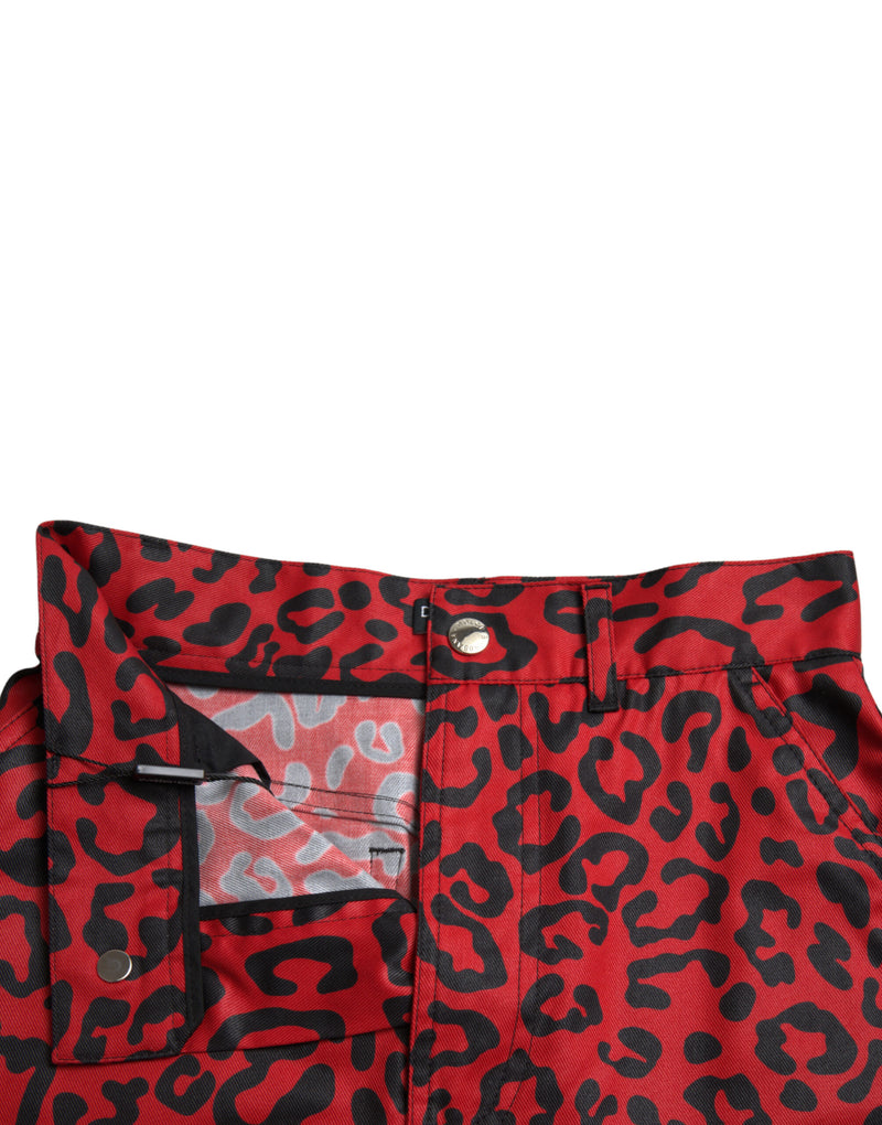 High Waist Red Leopard Mini Skirt Dolce & Gabbana