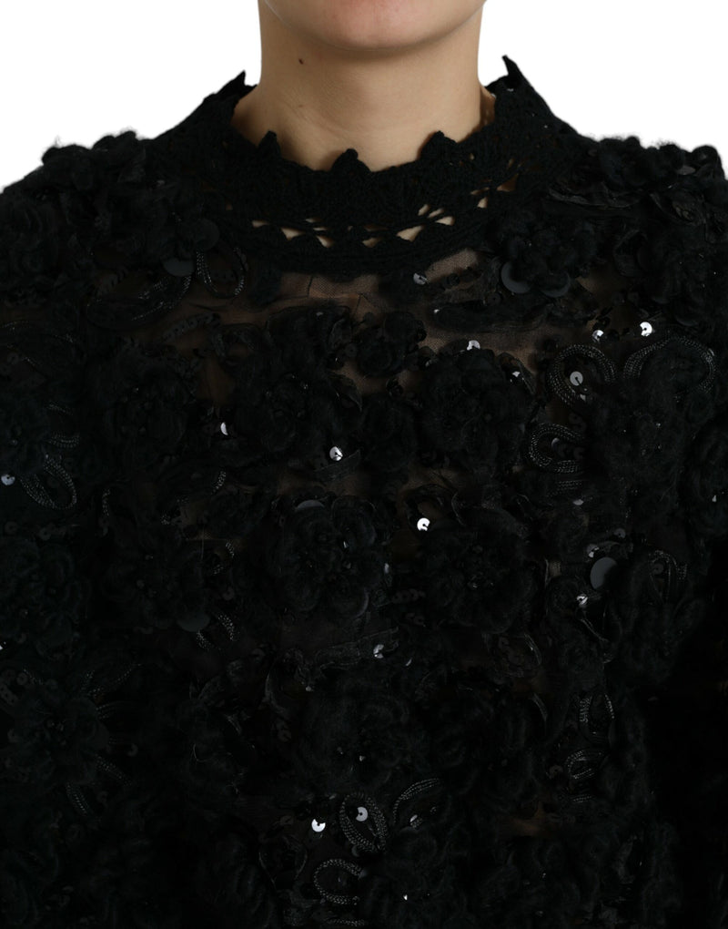 Sequin Embellished Black Pullover Dolce & Gabbana