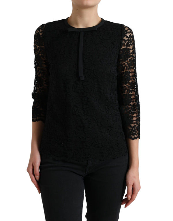 Elegant Floral Lace Long Sleeve Top Dolce & Gabbana