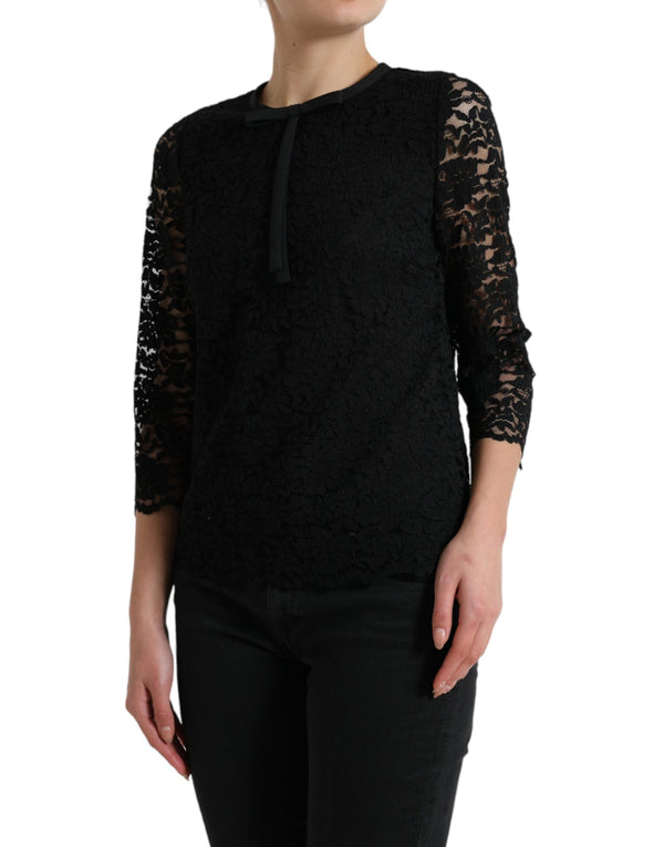 Elegant Floral Lace Long Sleeve Top Dolce & Gabbana