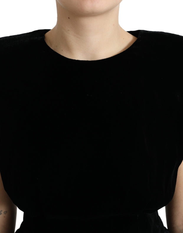 Velvet Exaggerated Shoulder Top Dolce & Gabbana