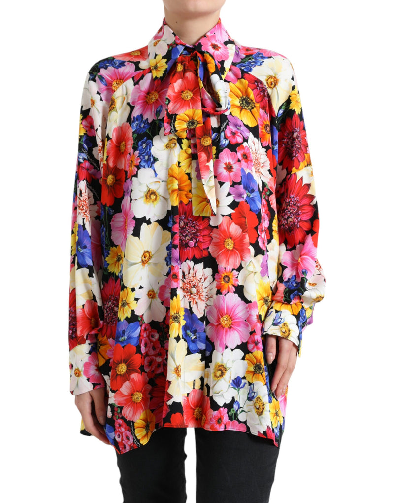 Floral Silk Blouse with Front Tie Fastening Dolce & Gabbana