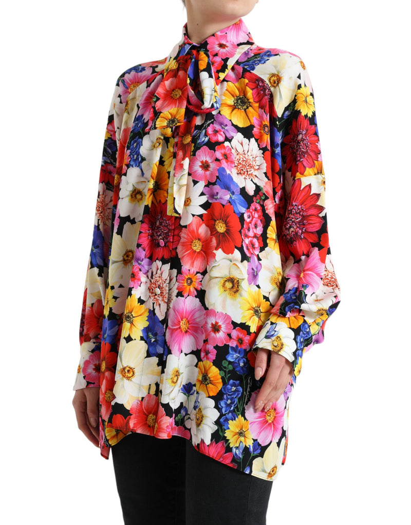 Floral Silk Blouse with Front Tie Fastening Dolce & Gabbana