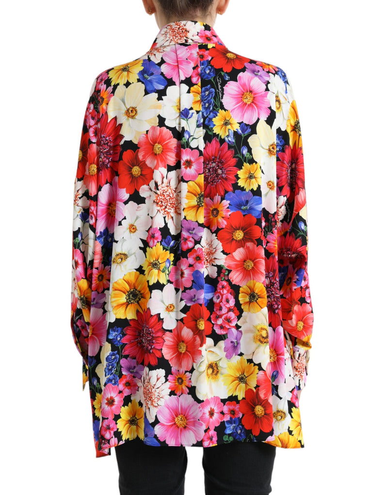 Floral Silk Blouse with Front Tie Fastening Dolce & Gabbana