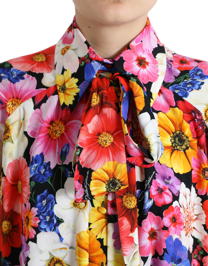 Floral Silk Blouse with Front Tie Fastening Dolce & Gabbana