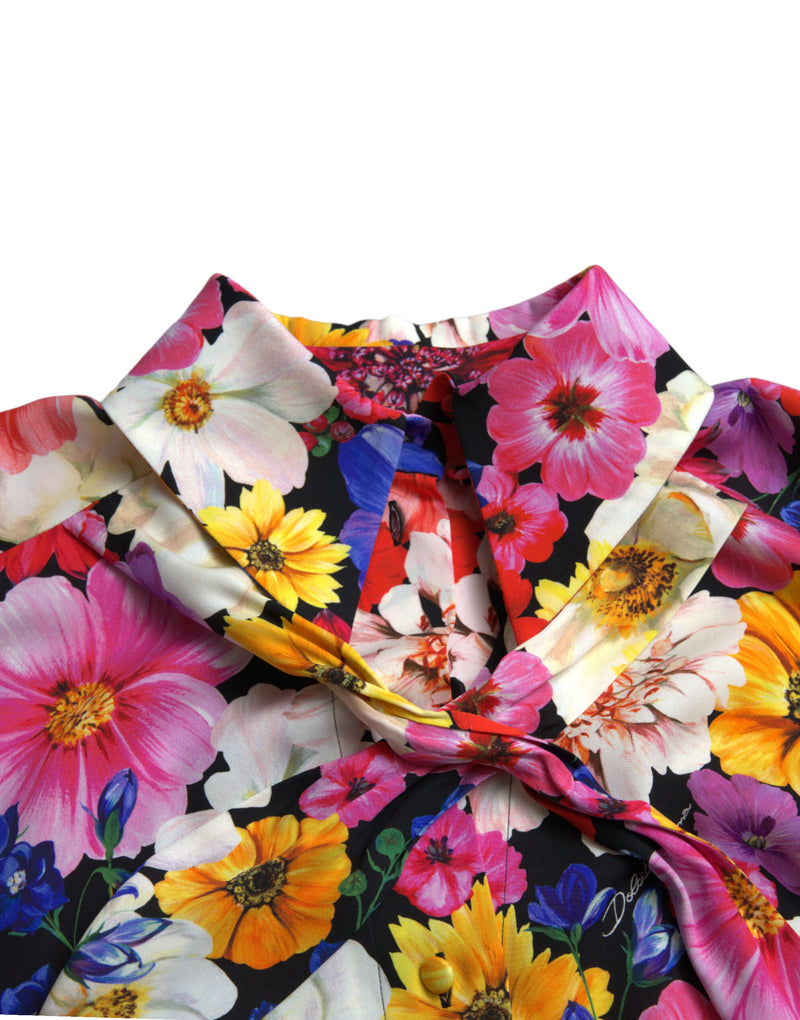 Floral Silk Blouse with Front Tie Fastening Dolce & Gabbana