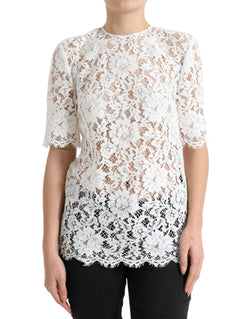 Elegant White Lace Blouse Dolce & Gabbana