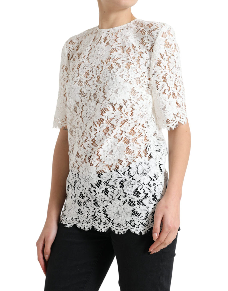 Elegant White Lace Blouse Dolce & Gabbana