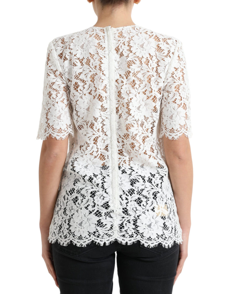 Elegant White Lace Blouse Dolce & Gabbana