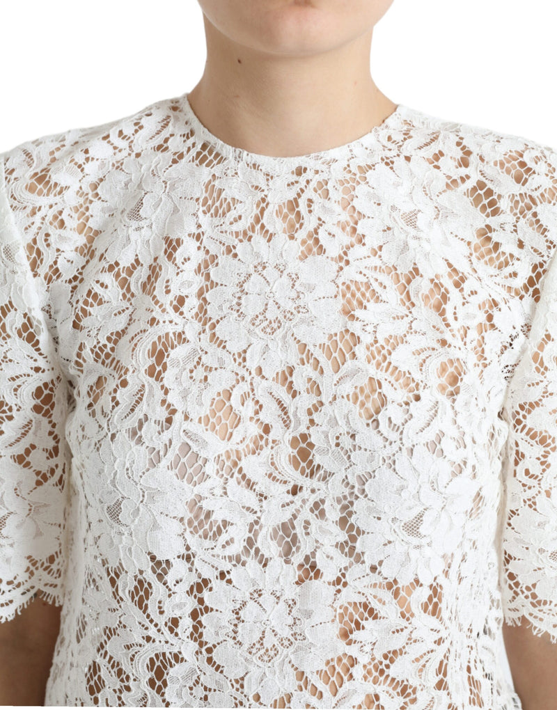 Elegant White Lace Blouse Dolce & Gabbana